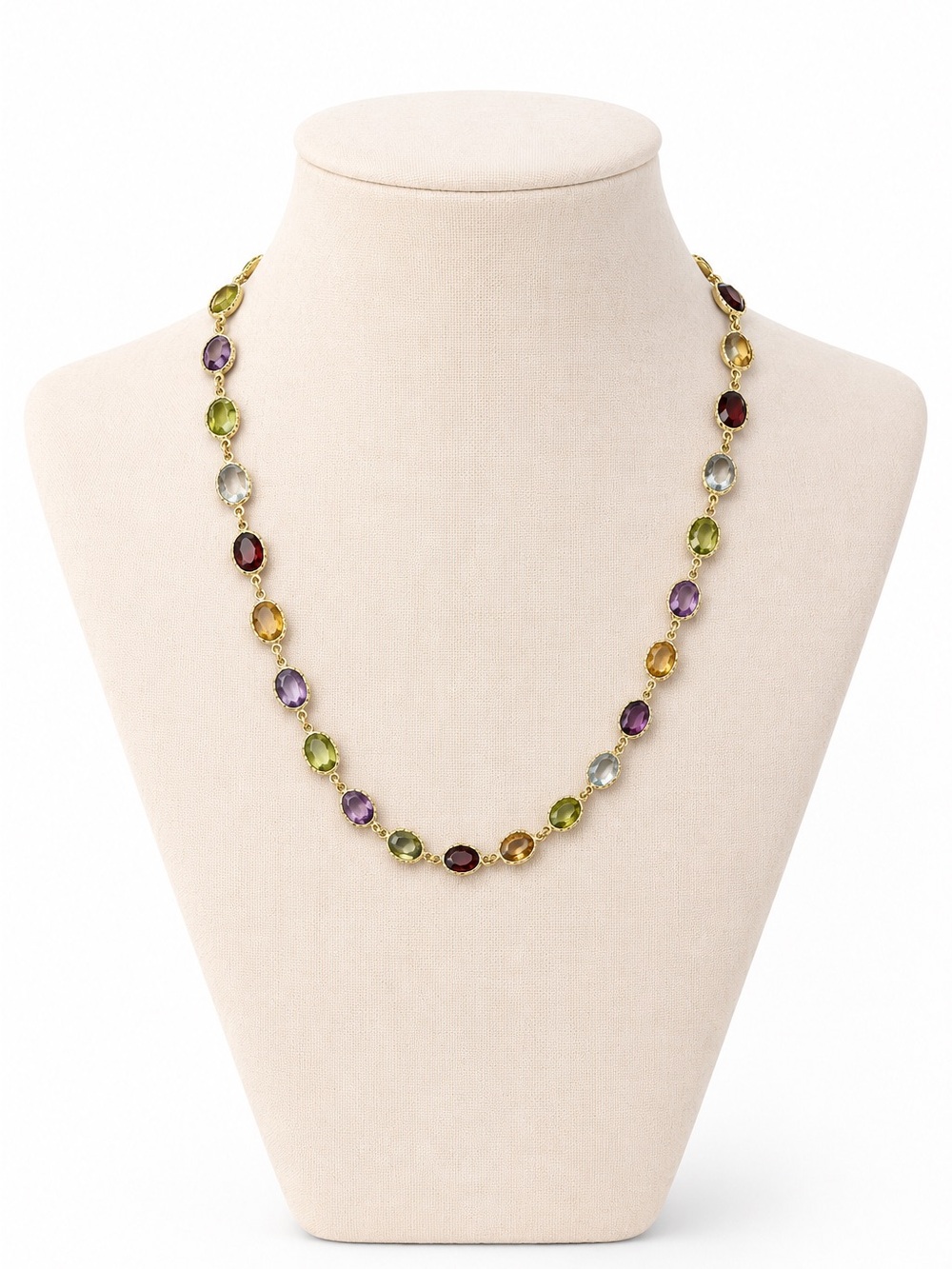 14K Gold Multi Gemstone Necklace – Made in Italy